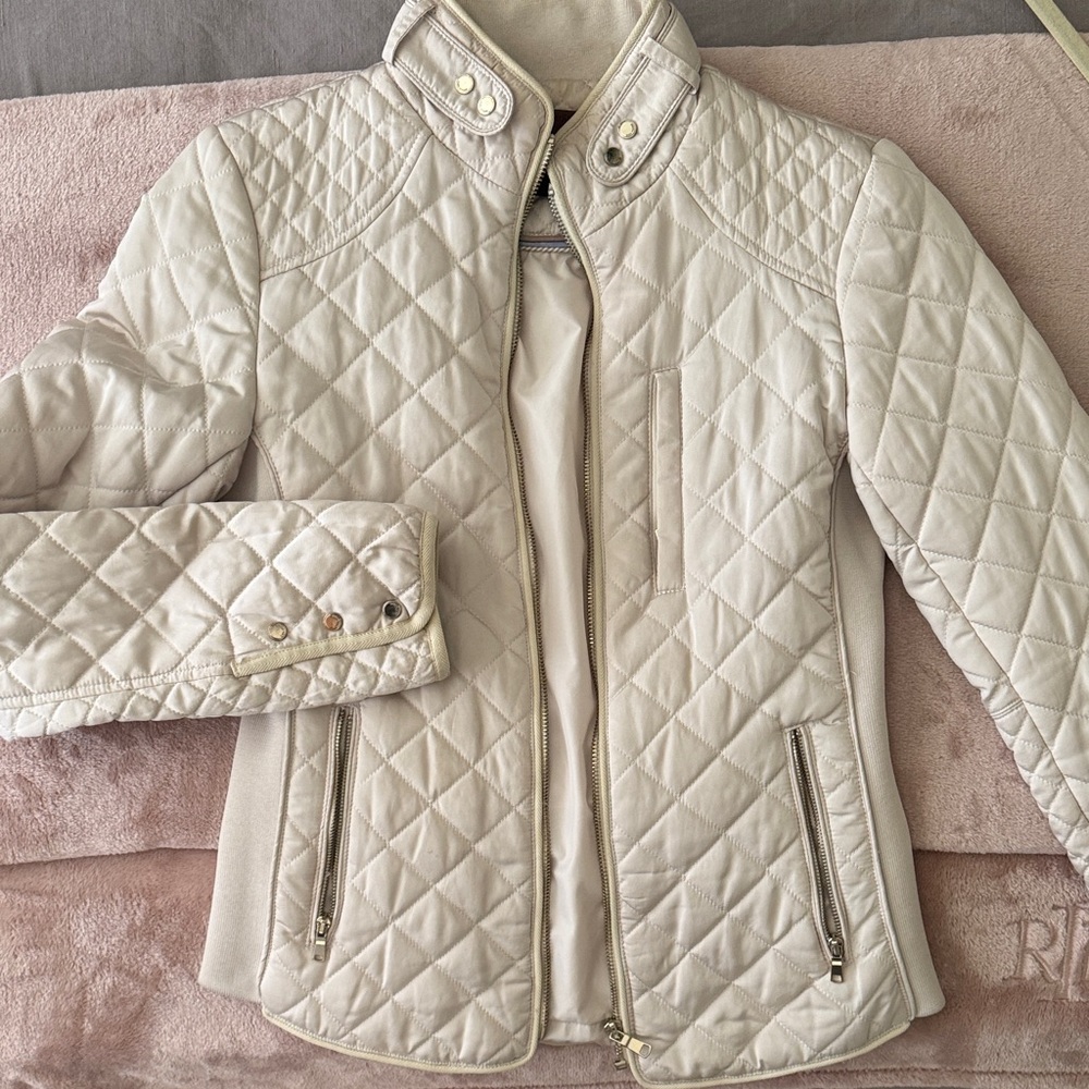 Zara Cream Quilted Puffer Jacket